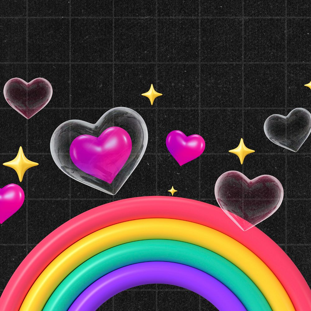 LGBTQ community 3D background, black grid pattern, editable design