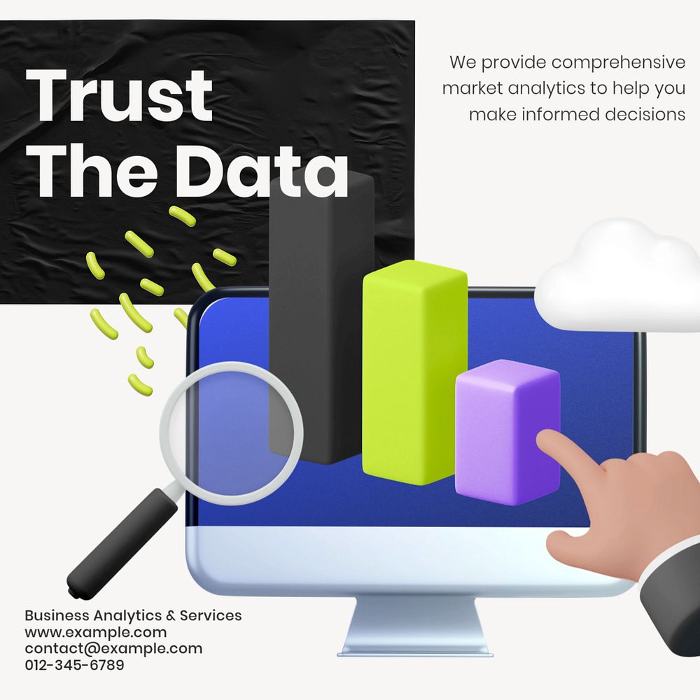 Trust the data Facebook ad template, editable text & design