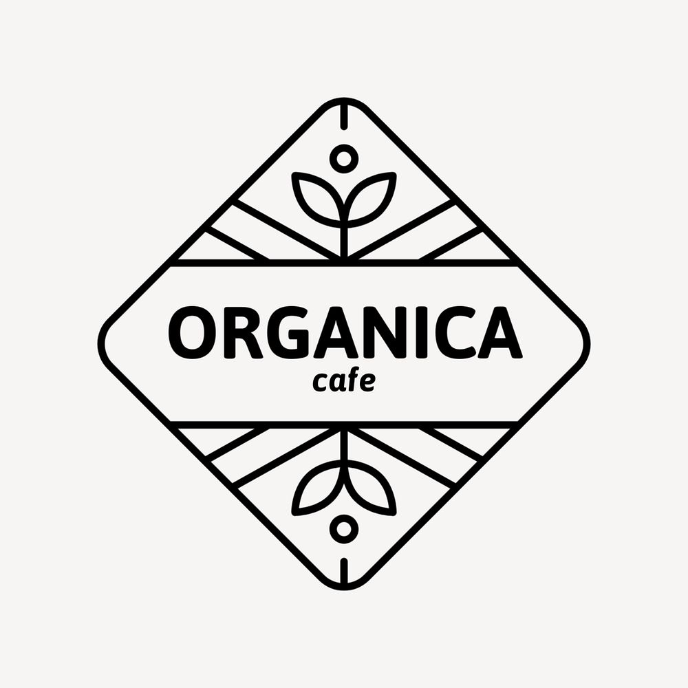 Organic cafe editable logo, black and white botanical design