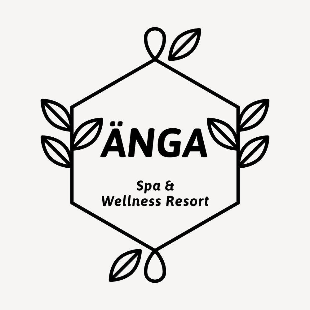 Spa & wellness resort editable logo, black and white botanical design