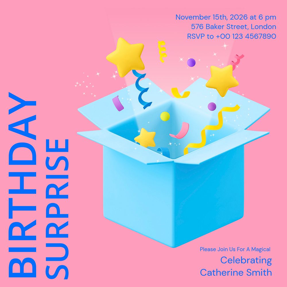 Birthday surprise Instagram ad template, editable social media post design