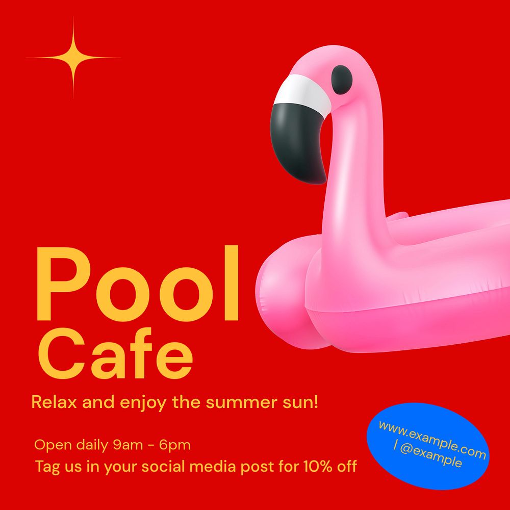 Flamingo cafe Instagram ad template, editable social media post design