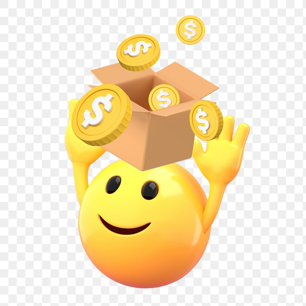 Income emoji  sticker, 3D emoticon editable design