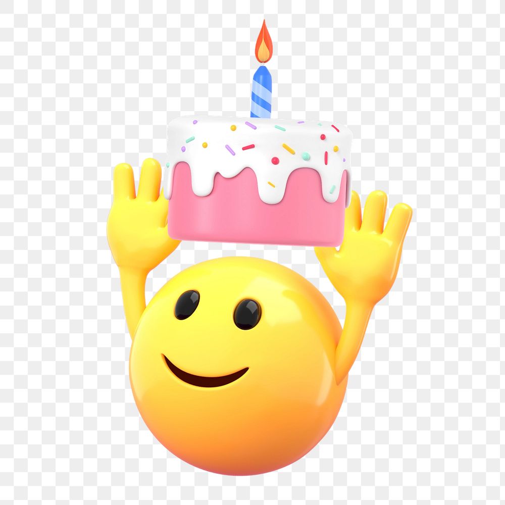 Birthday emoji  sticker, 3D emoticon editable design