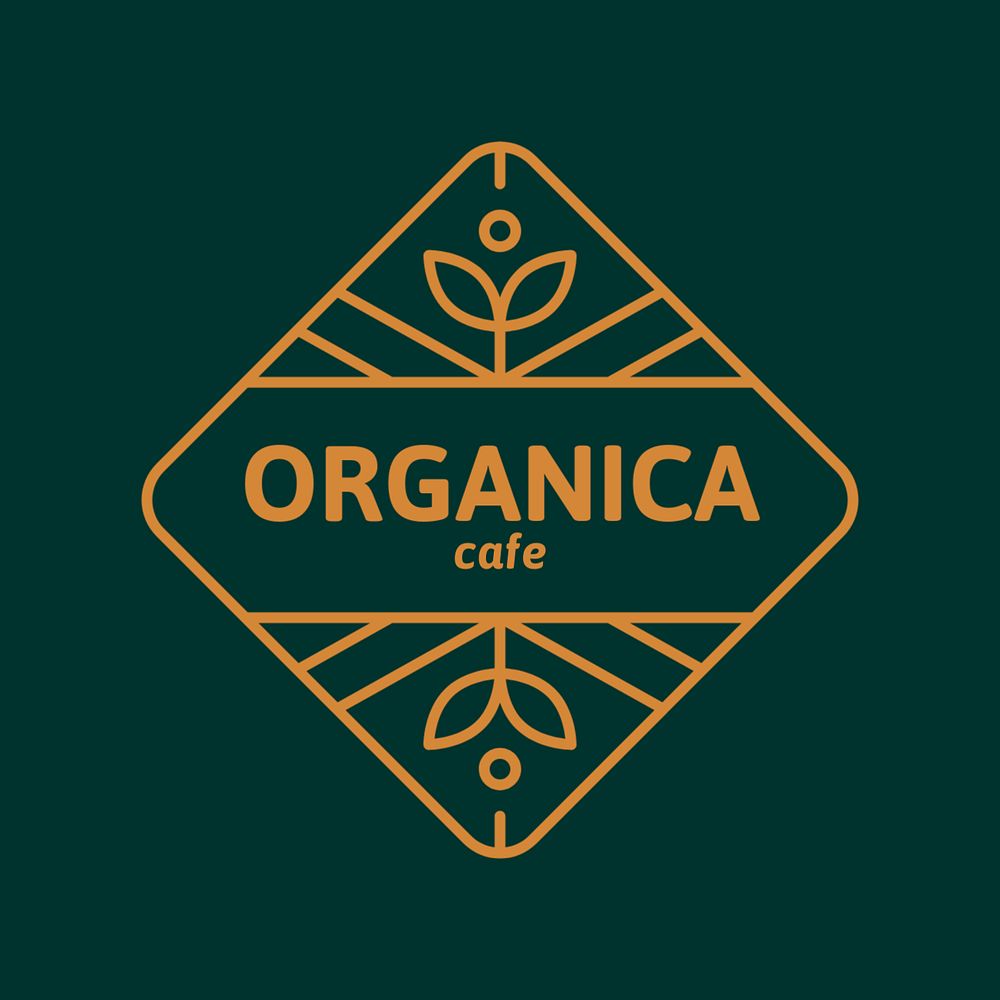 Gold cafe logo, editable  botanical green design