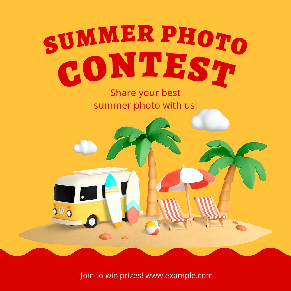 Summer photo contest Instagram ad template, editable social media post design