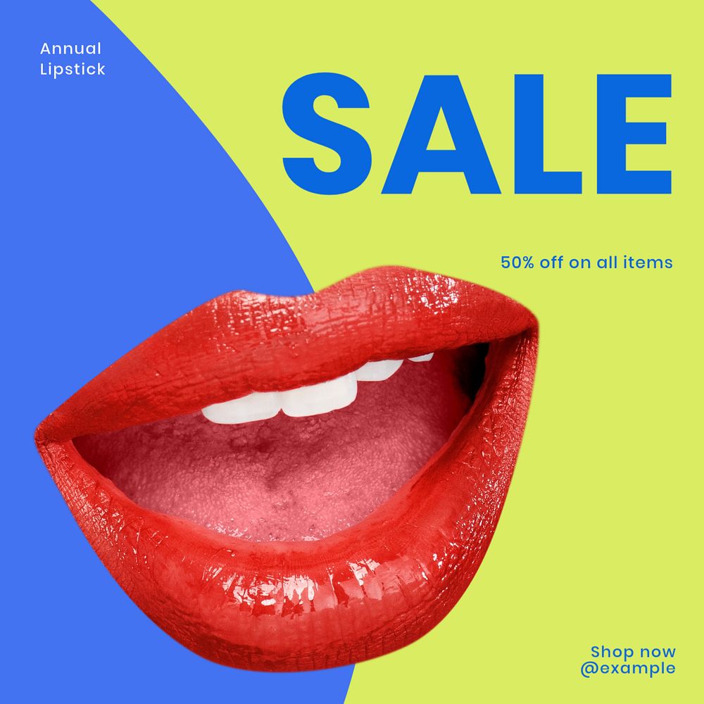 Annual lipstick sale Facebook ad template, editable text & design