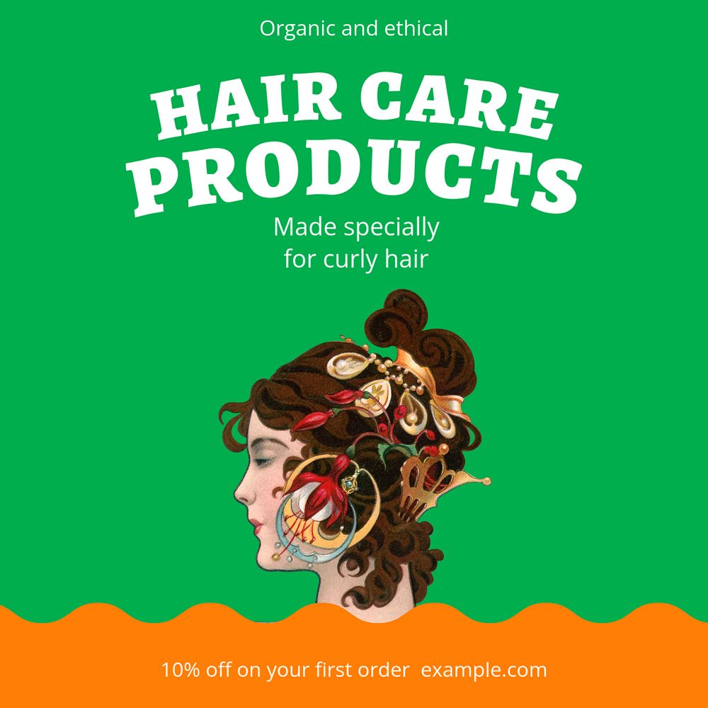 Hair care products Instagram ad template, editable social media post design