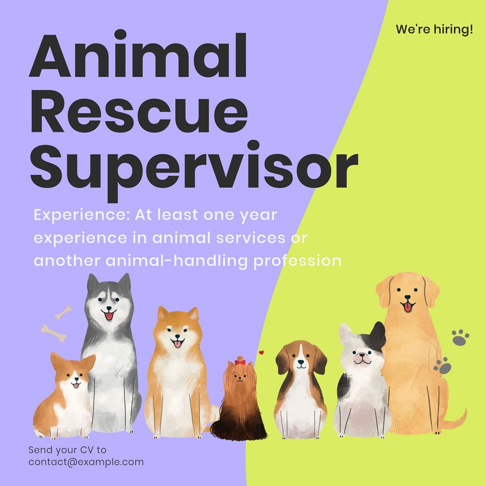 Animal rescue supervisor Facebook ad template, editable text & design