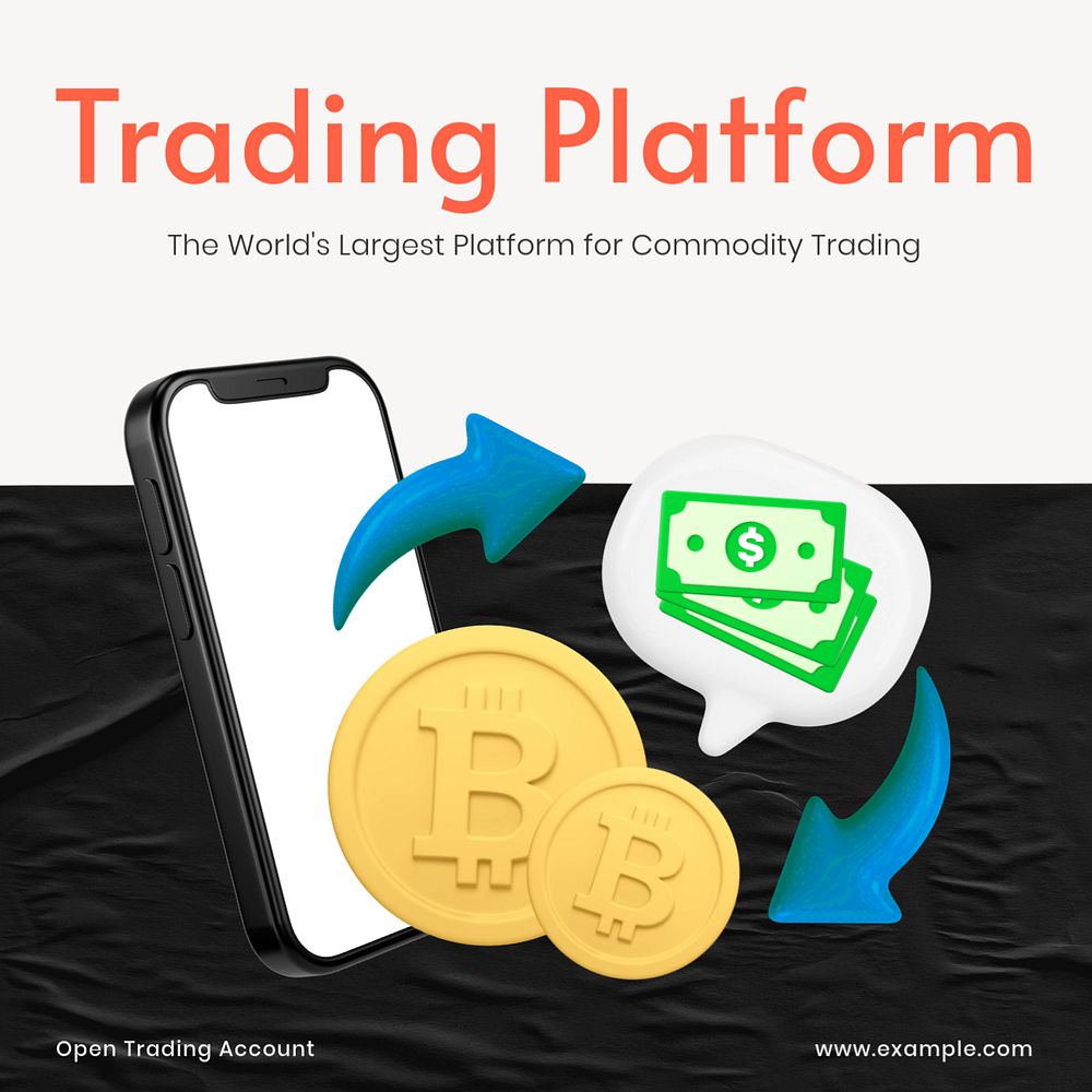 Commodity trading platform Facebook ad template, editable text & design