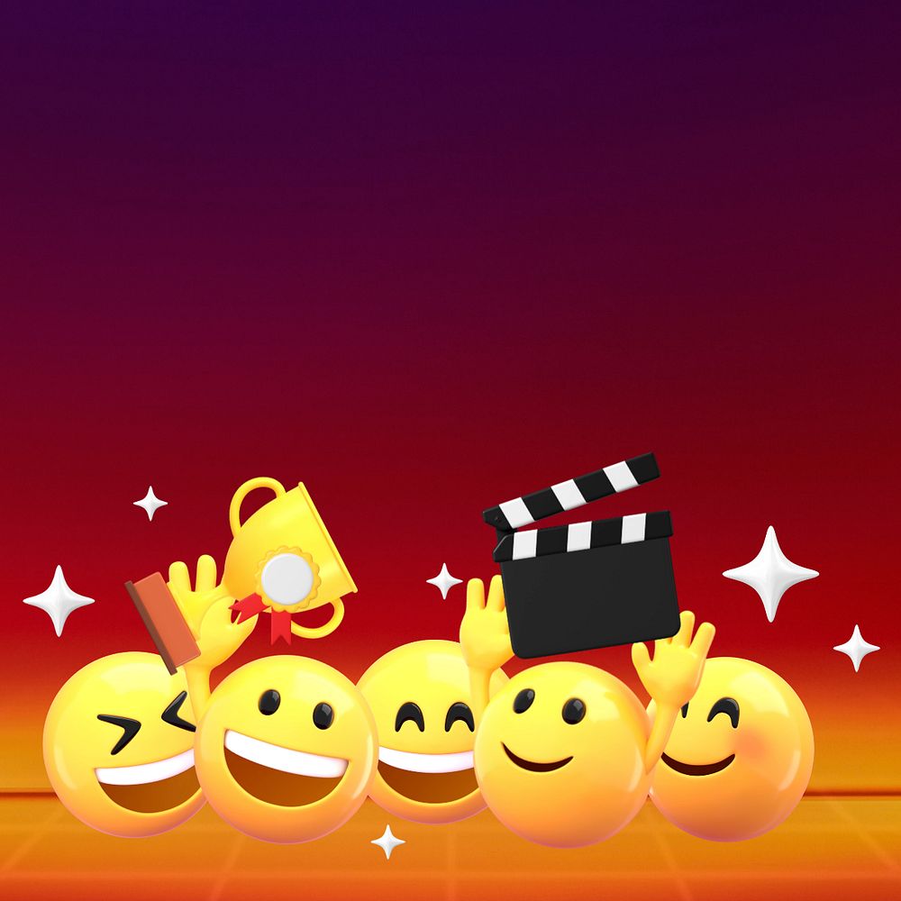 Film awards red background, 3D emoji