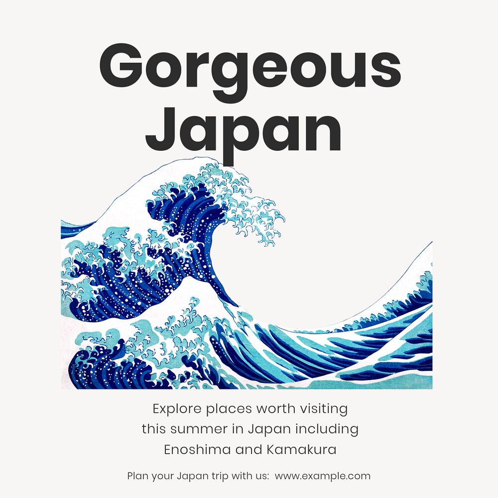 Japan travel Facebook ad template, editable text & design