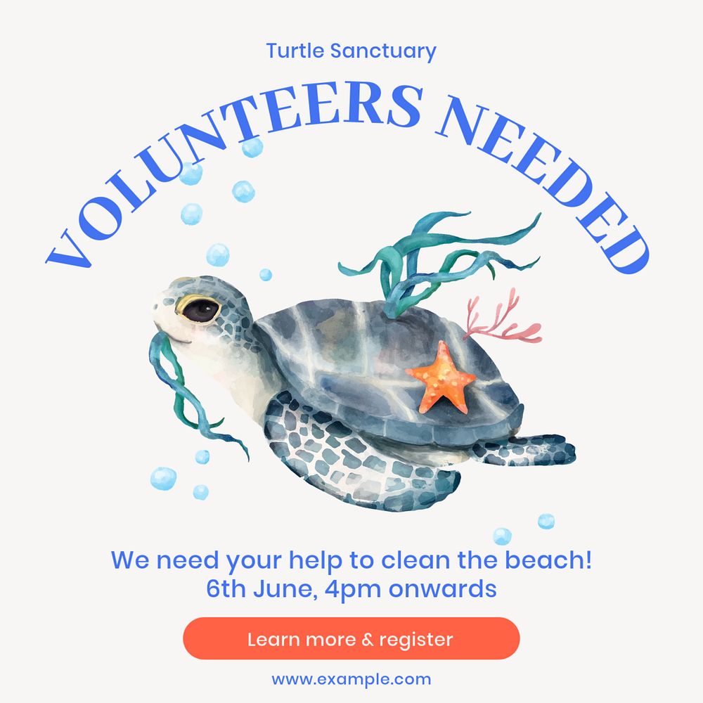 Volunteers needed Facebook ad template, editable text & design