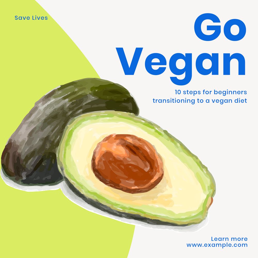 Go vegan Facebook ad template, editable text & design