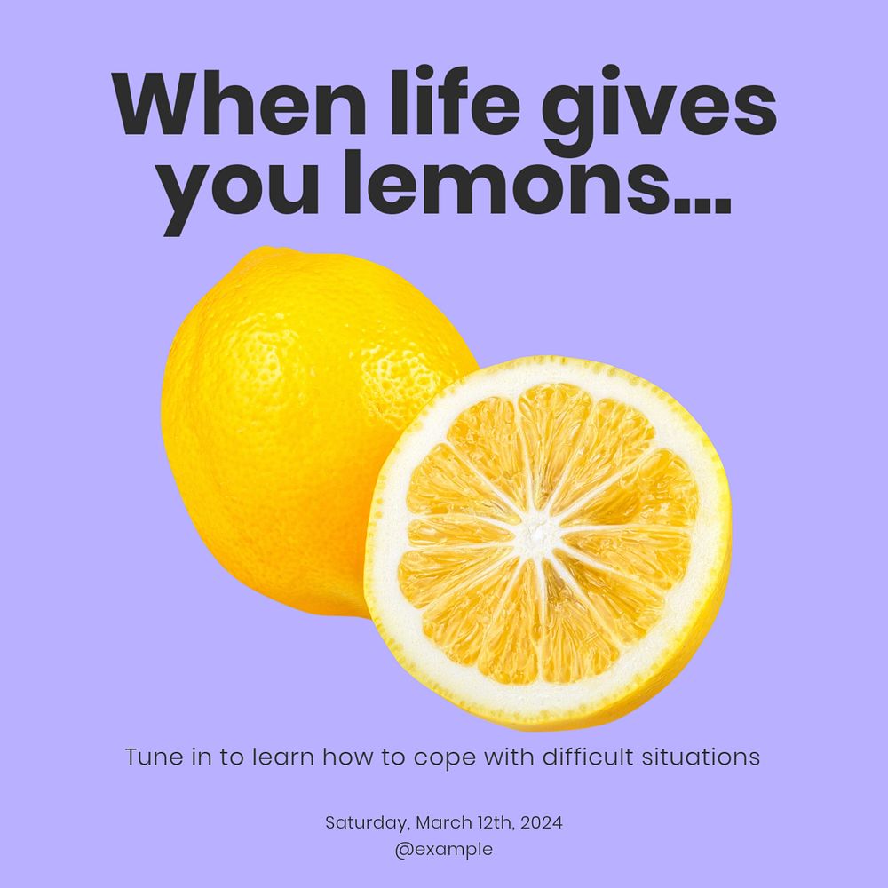 Gives you lemons Facebook ad template, editable text & design