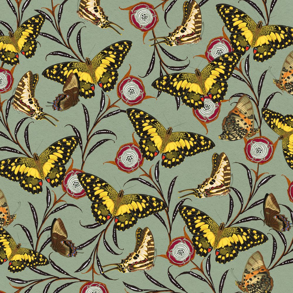 E.A. Séguy's butterfly patterned background, editable botanical design, remixed by rawpixel