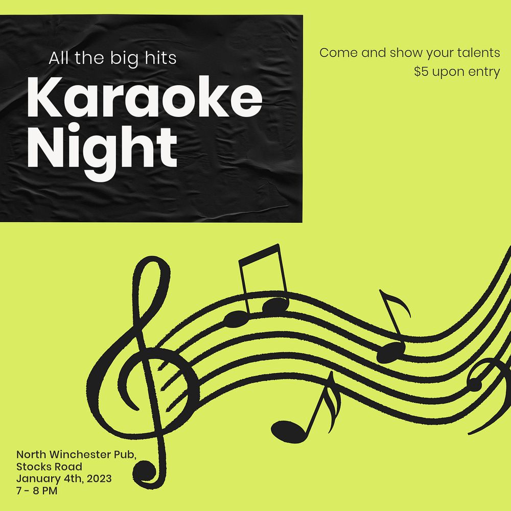 Karaoke night Facebook ad template, editable text & design