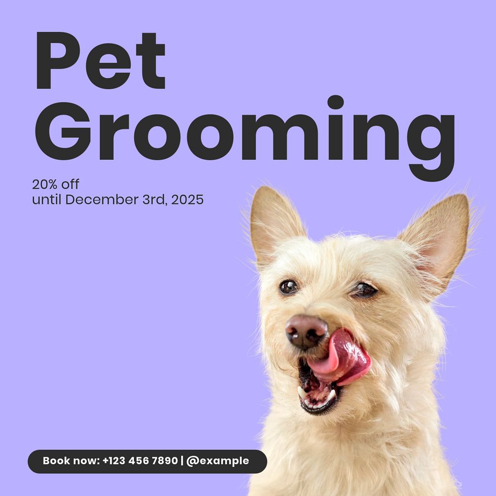 Pet grooming Facebook ad template, editable text & design