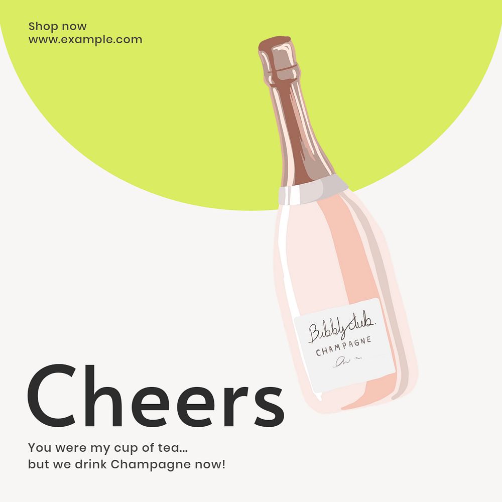 Bottle of Bubbles Facebook ad template, editable text & design