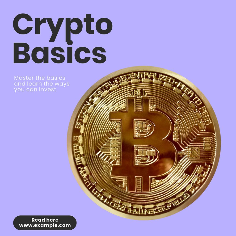 Crypto basics Facebook ad template, editable text & design