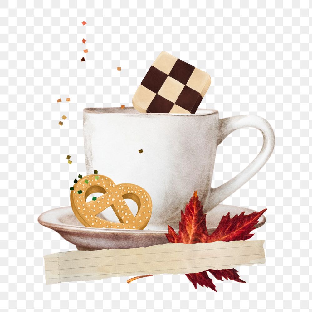 Autumn coffee element, editable aesthetic collage design