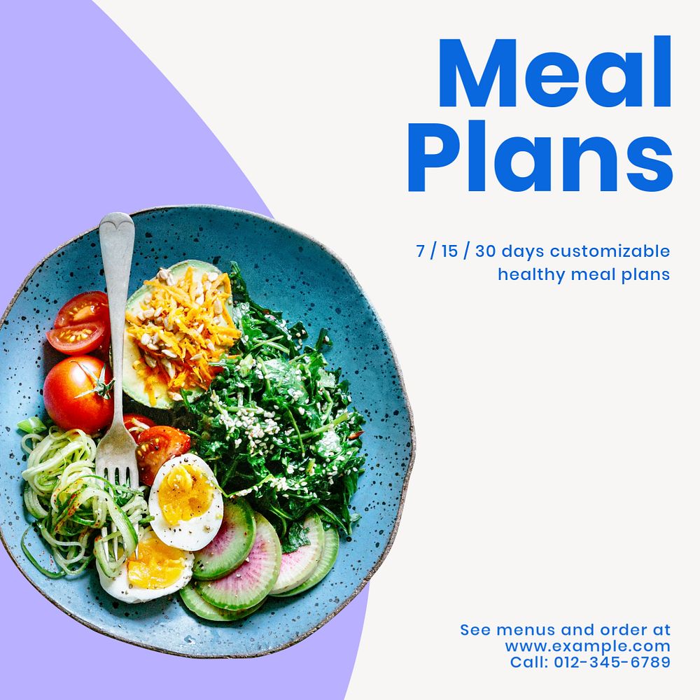 Meal plan Facebook ad template, editable text & design