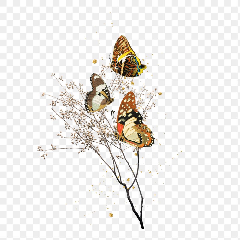 Autumn butterflies, editable aesthetic insect remix