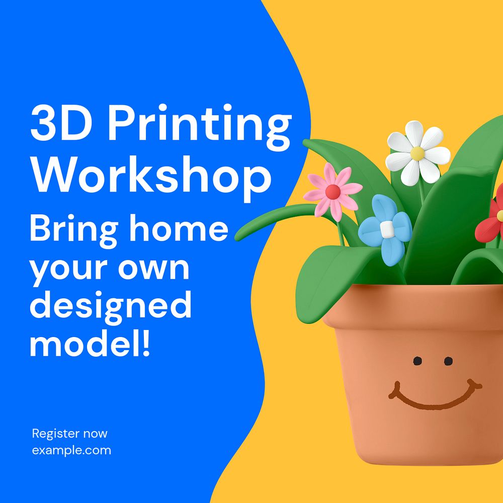 3D printing workshop Instagram ad template, editable social media post design