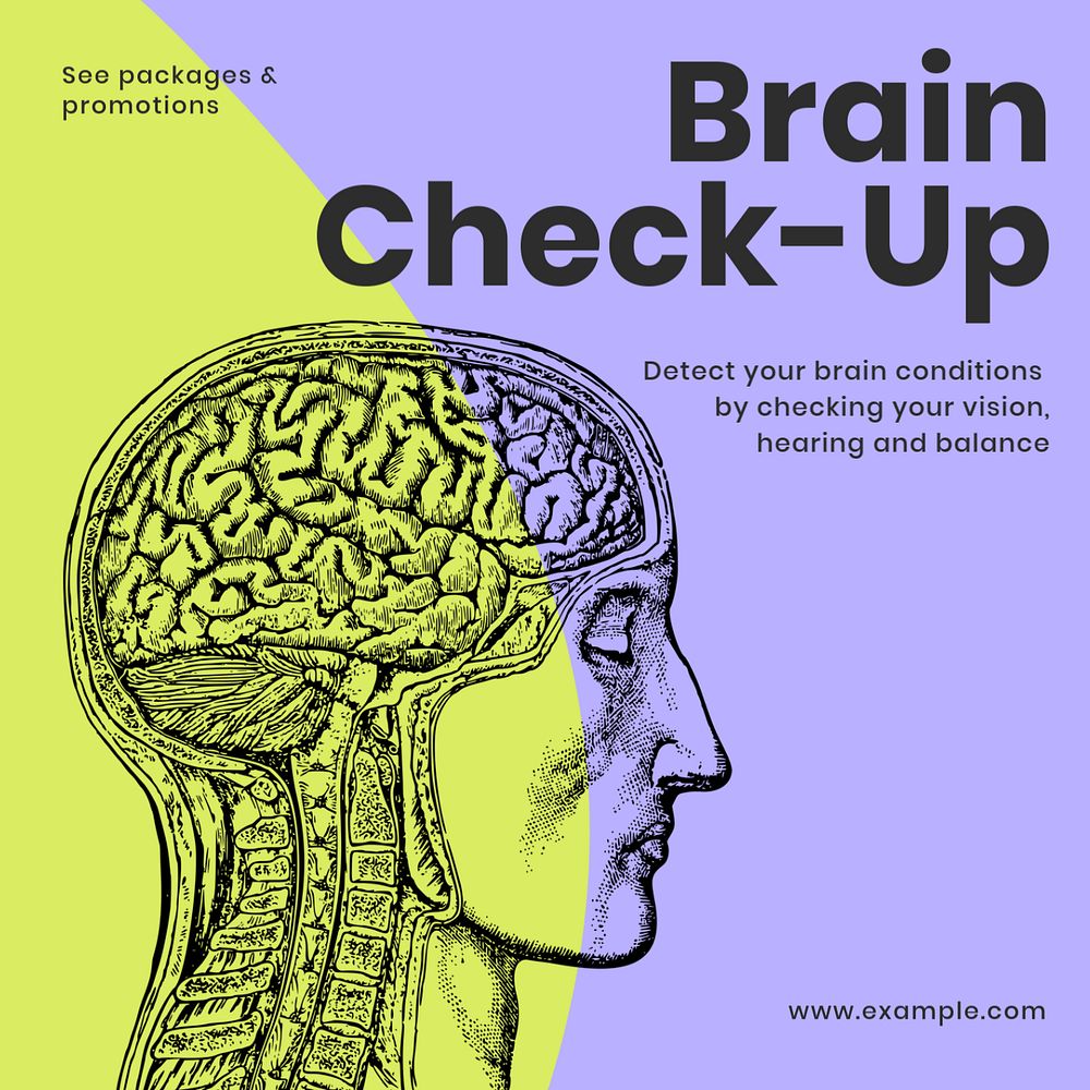 Brain check-up Facebook ad template, editable text & design