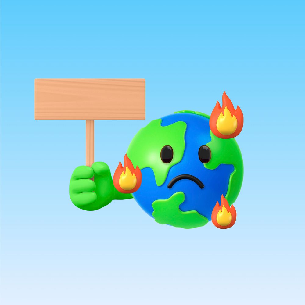 Global warming emoticon, 3D emoji