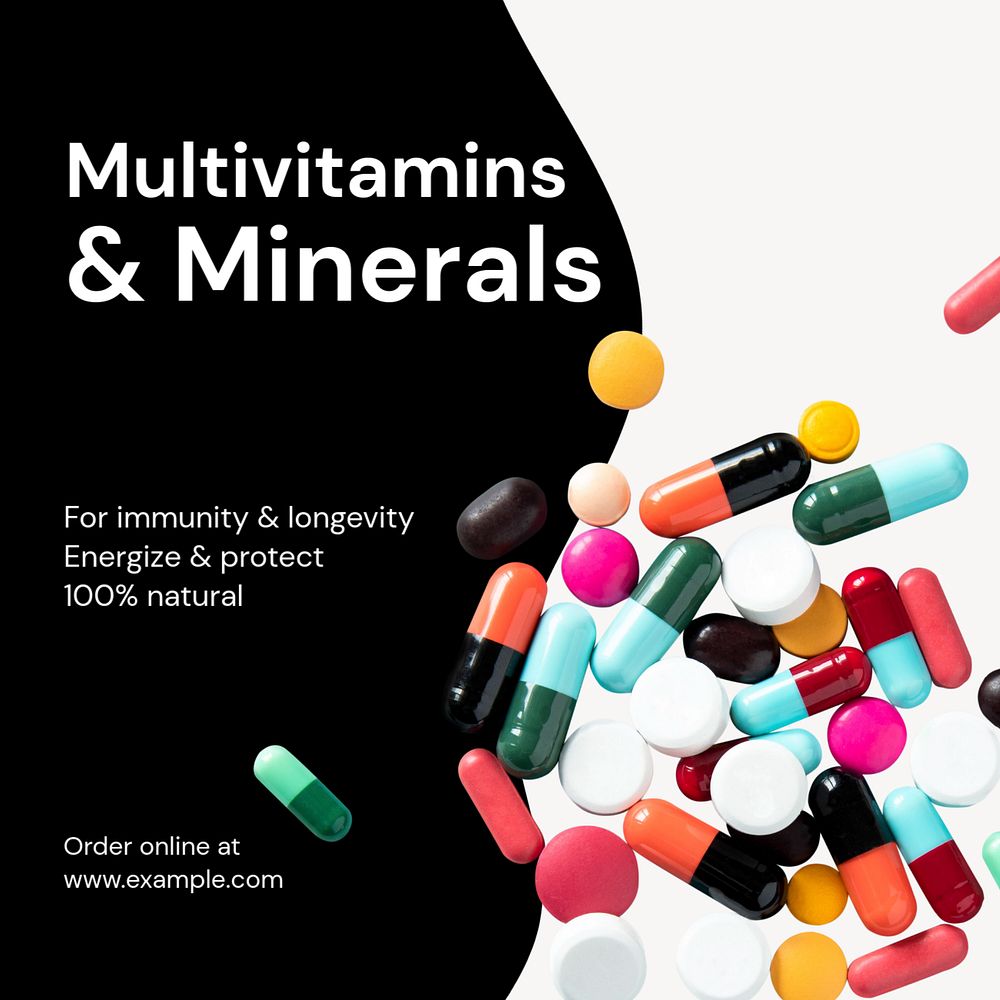 Multivitamins & minerals Instagram ad template, editable social media post design