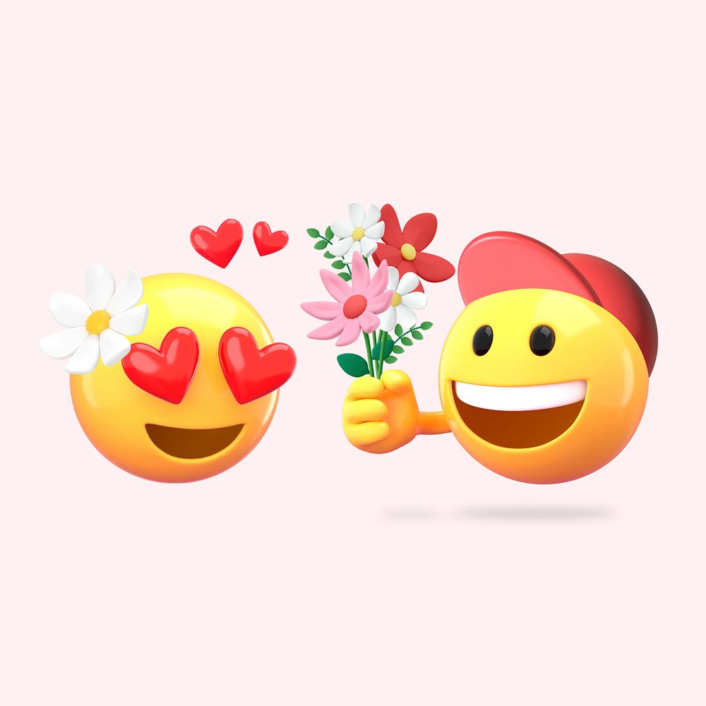 Love confession couple, 3D emoji