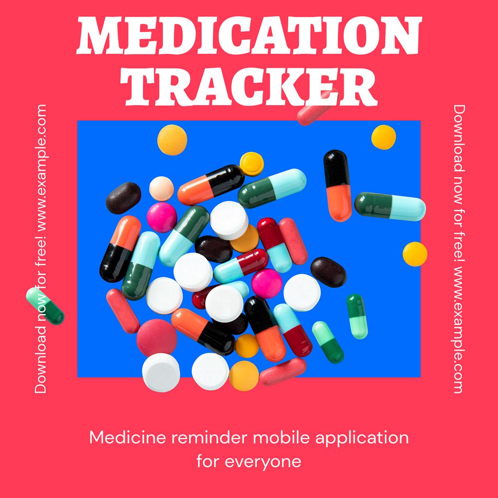 Medication tracker Instagram ad template, editable social media post design