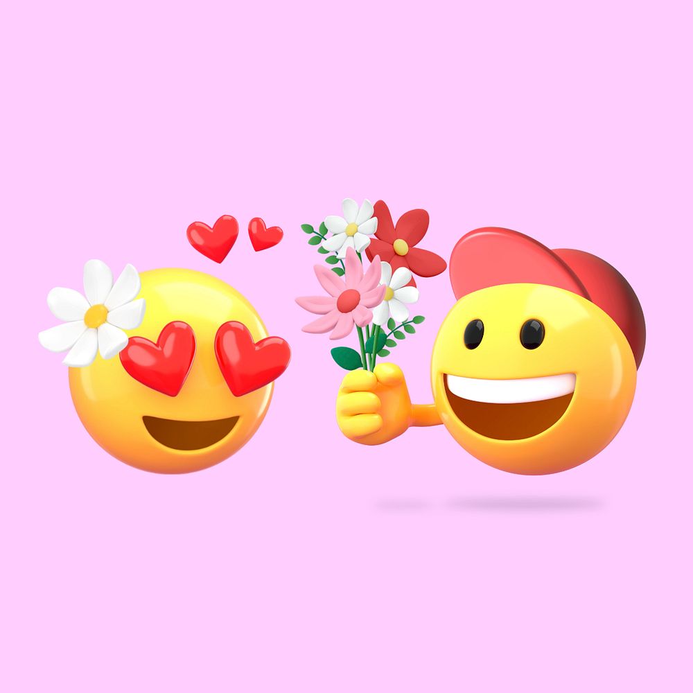 Dating 3D emoticon, cute emoji