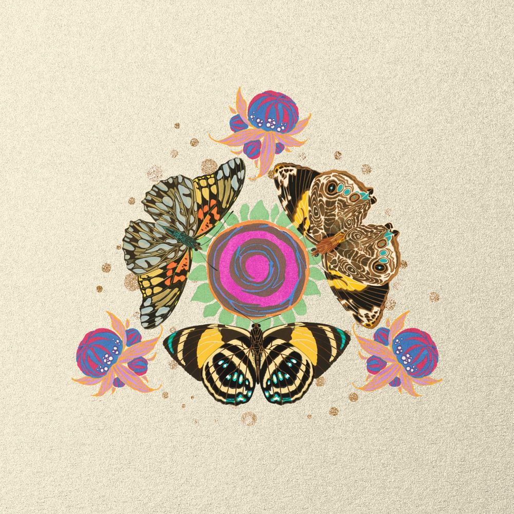 Surreal butterfly triangle, editable abstract remix by rawpixel