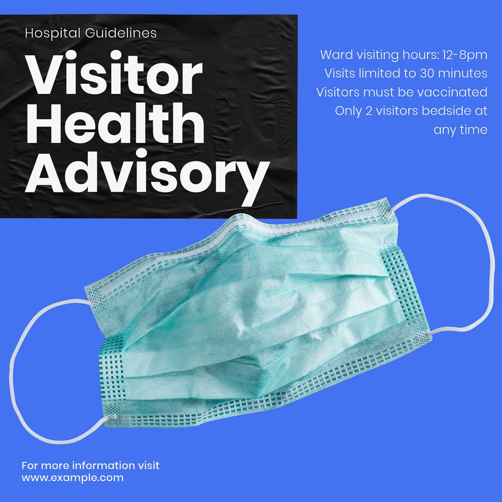 Visitor health advisory Facebook ad template, editable text & design