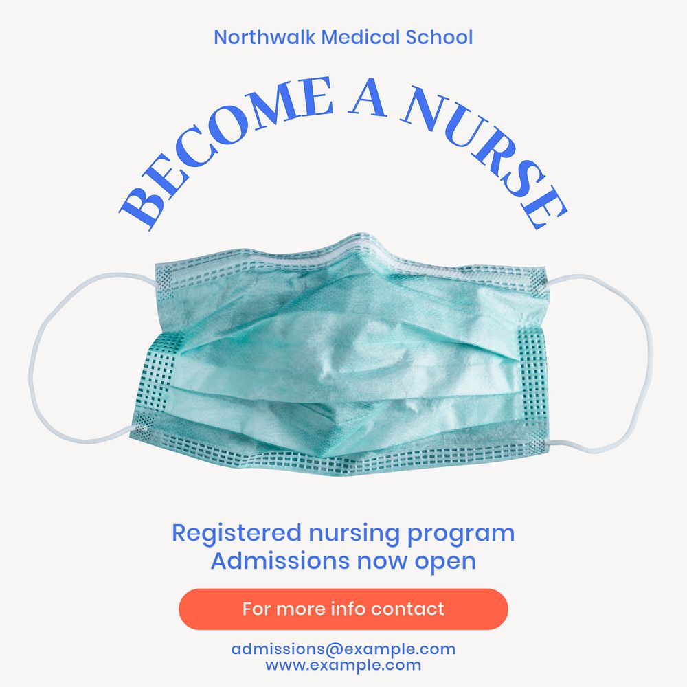 Nursing program Facebook ad template, editable text & design