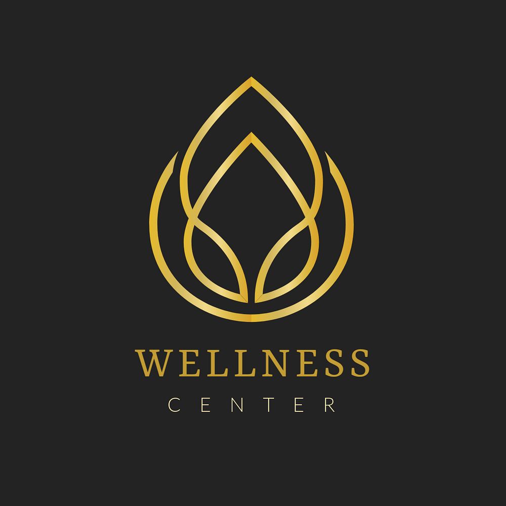 Gold spa logo template, editable aesthetic health and wellness design 