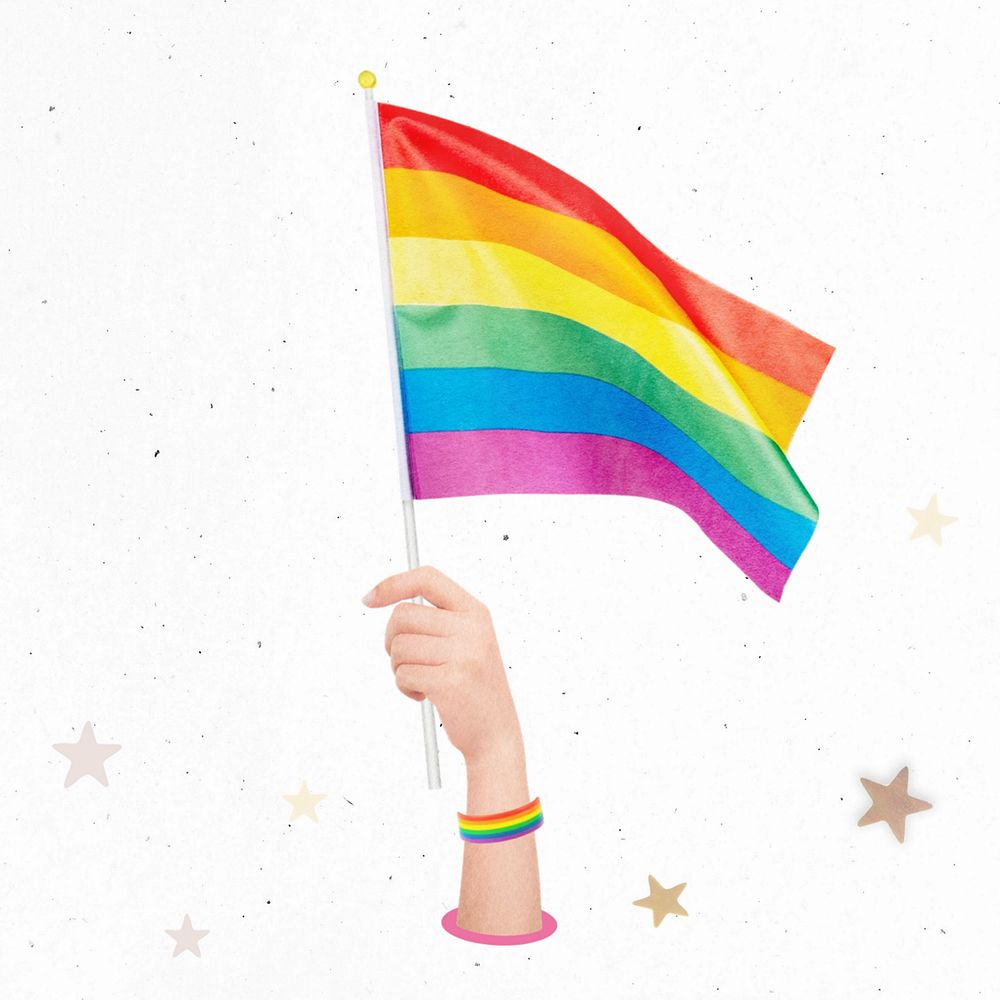 LGBTQ pride flag, editable collage design