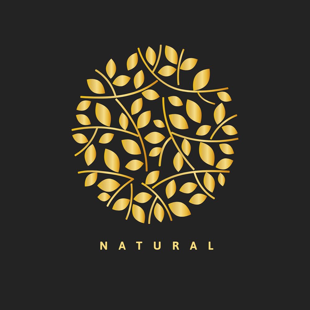 Gold spa logo template, health and wellness business branding design