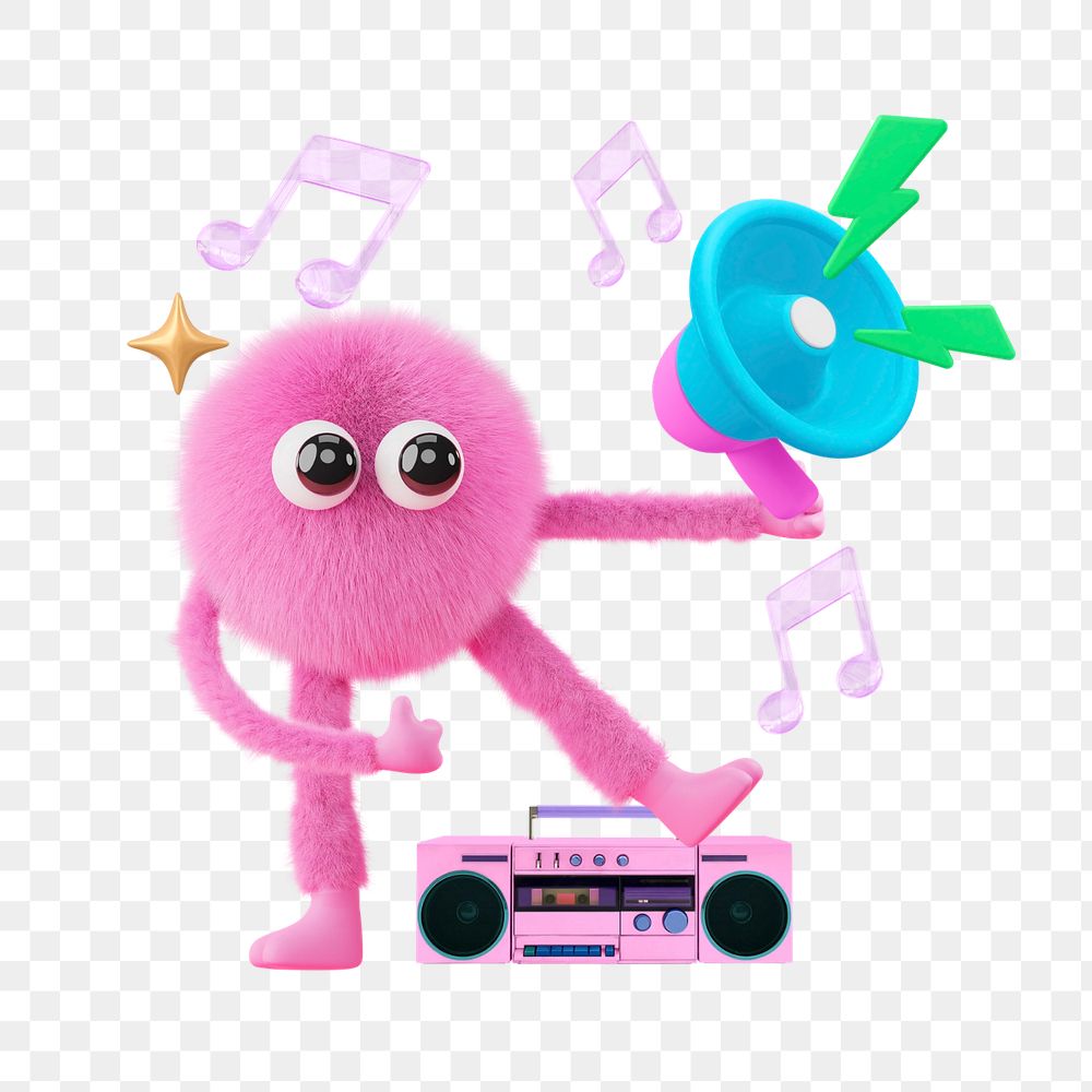 Music monster sticker, mixed media editable design