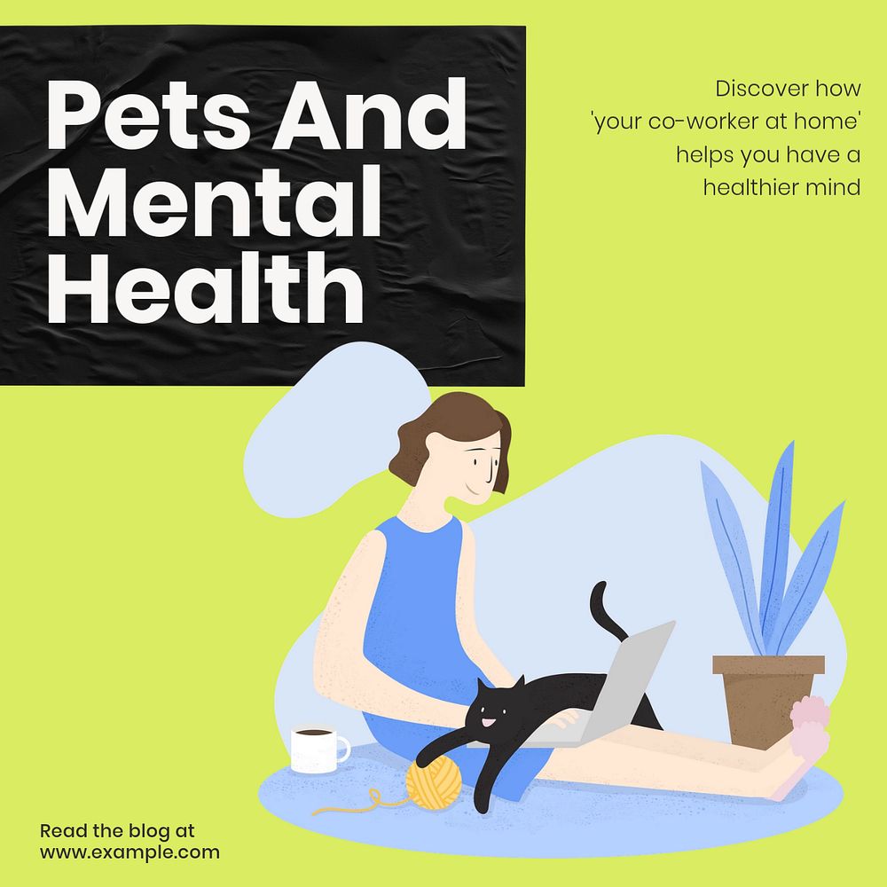 Pets & mental health Facebook ad template, editable text & design