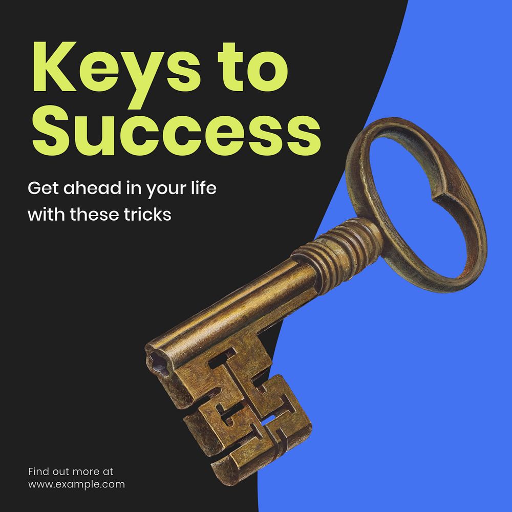 Key to success Facebook ad template, editable text & design