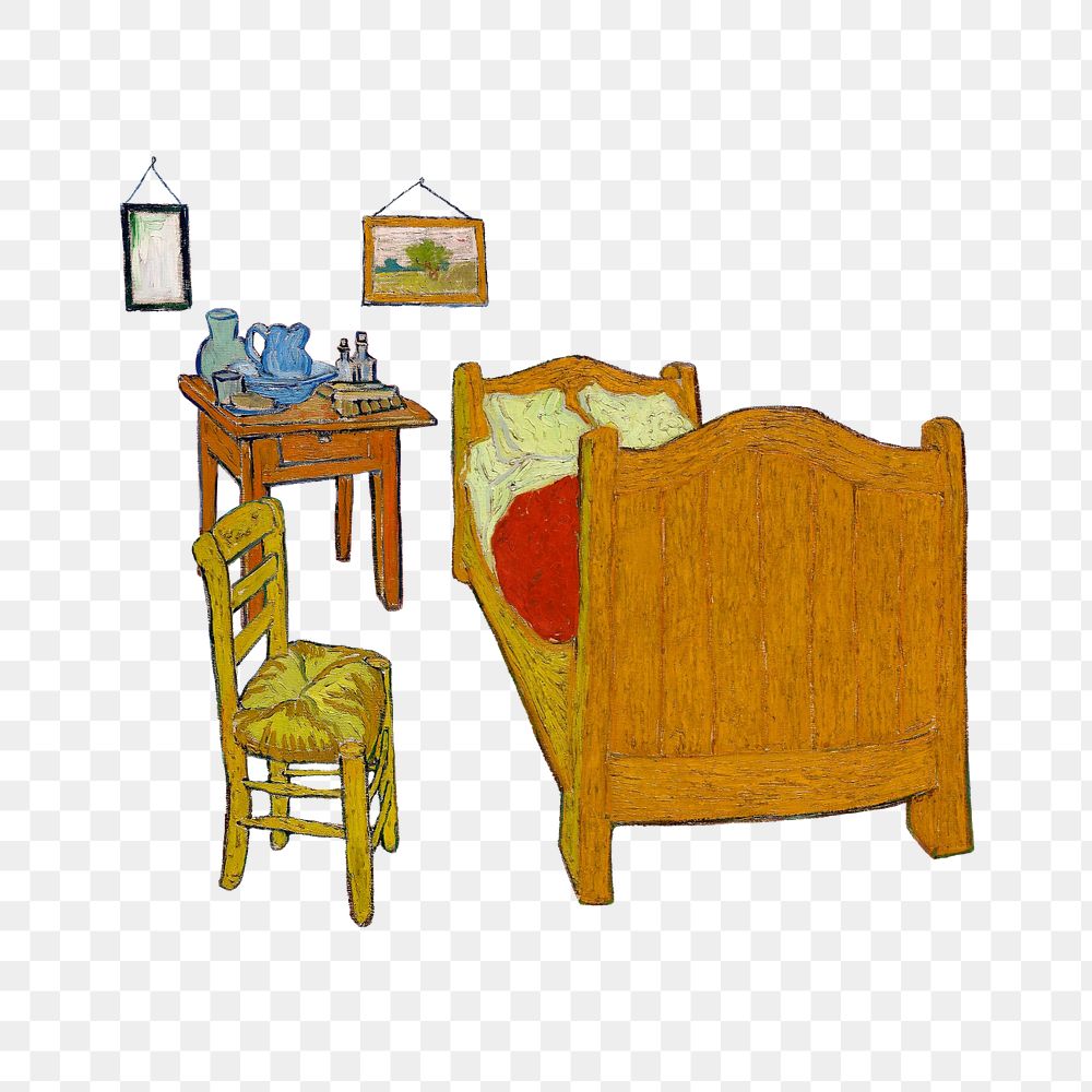 Van Gogh's bedroom png sticker, mixed media editable design. Remixed by rawpixel.