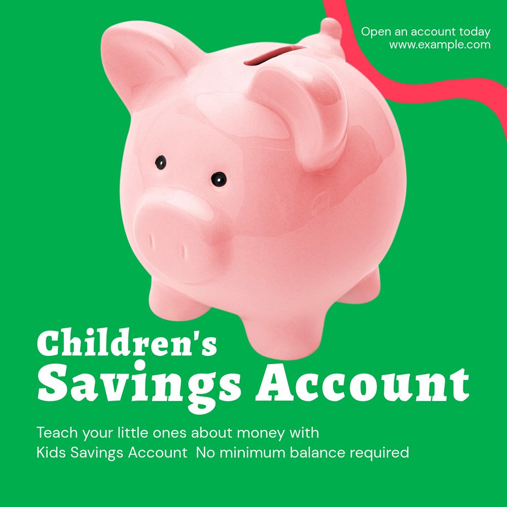 Children's savings account Instagram ad template, editable social media post design