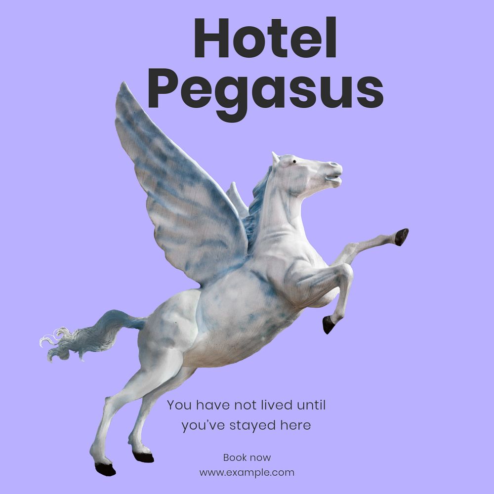 Hotel Pegasus Facebook ad template, editable text & design
