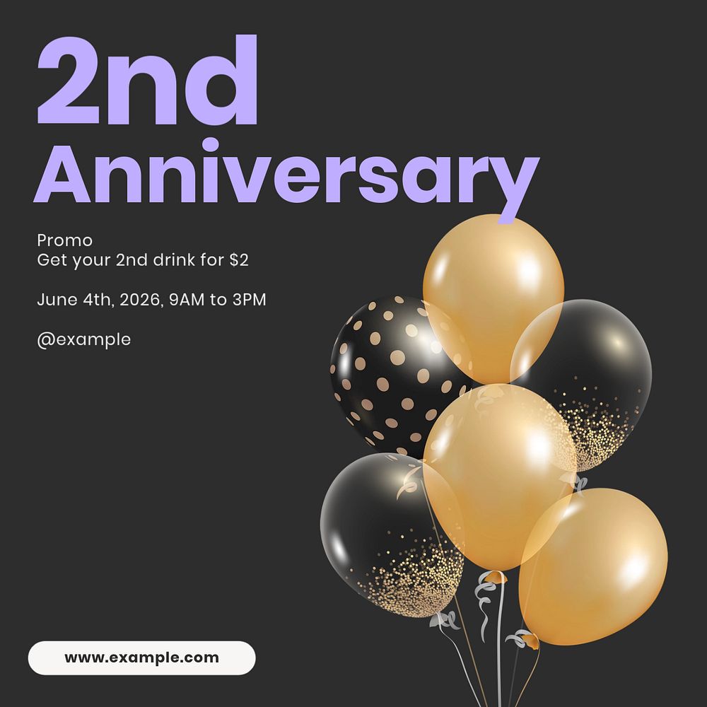 Anniversary promo Facebook ad template, editable text & design