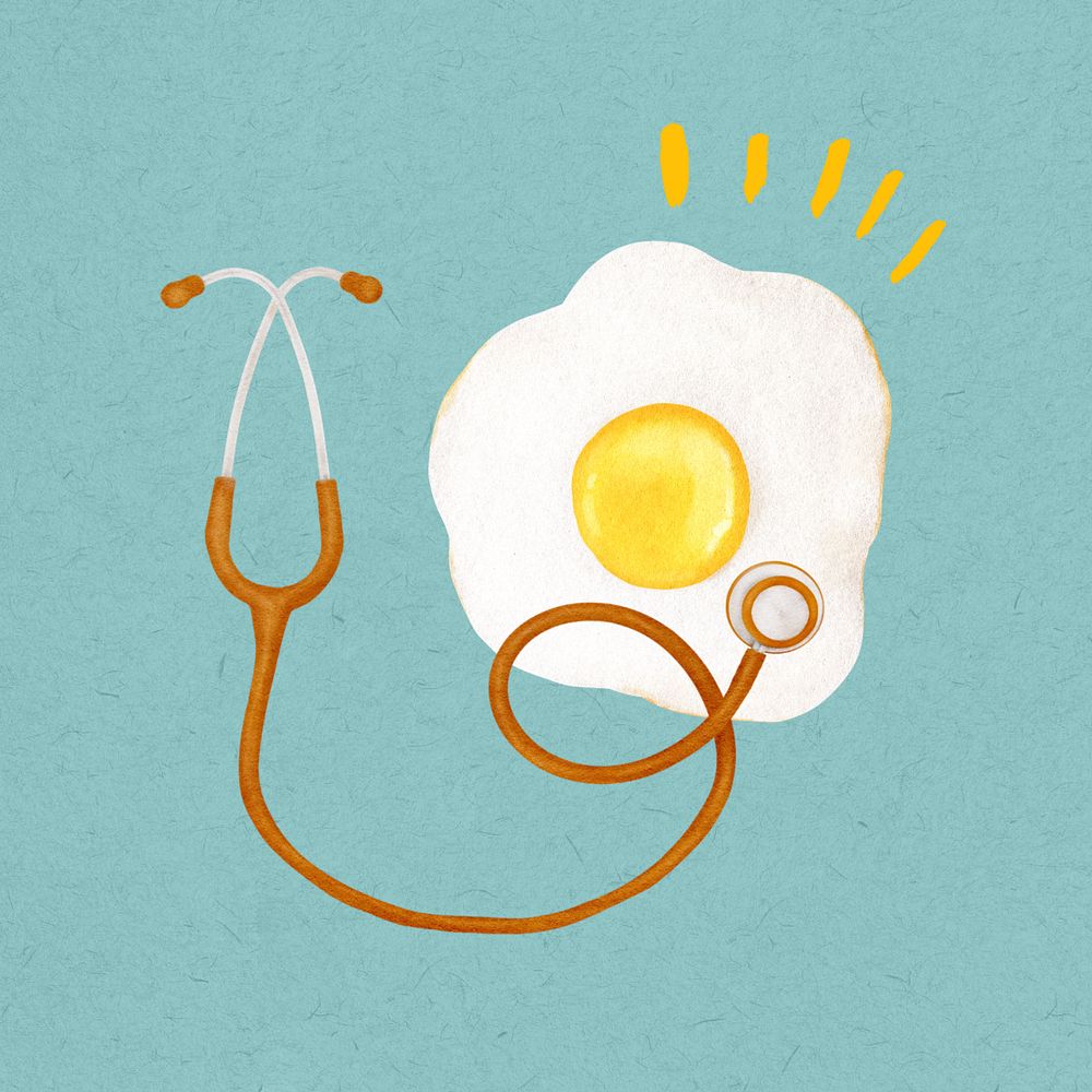 Editable sunny-side up egg, cute collage element design