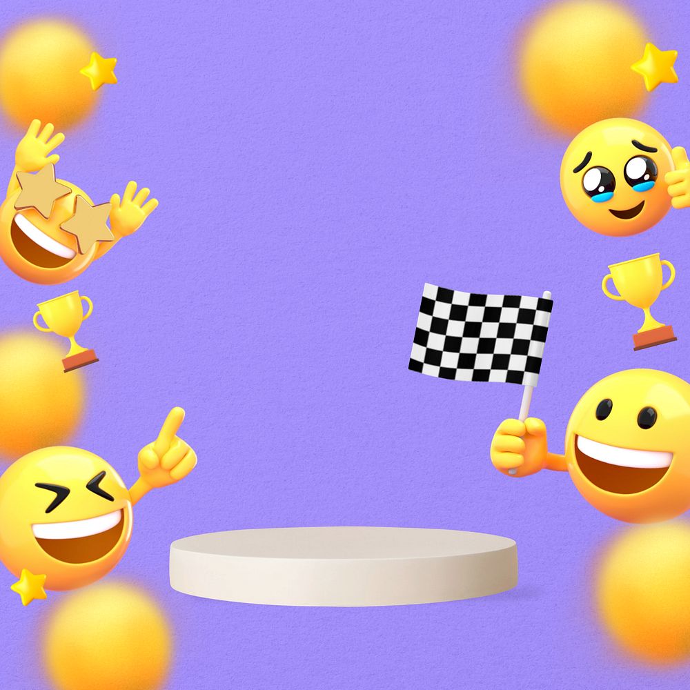 Winner product backdrop background, 3D emoji