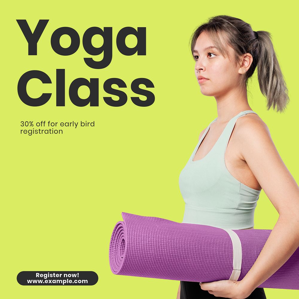 Yoga class Facebook ad template, editable text & design